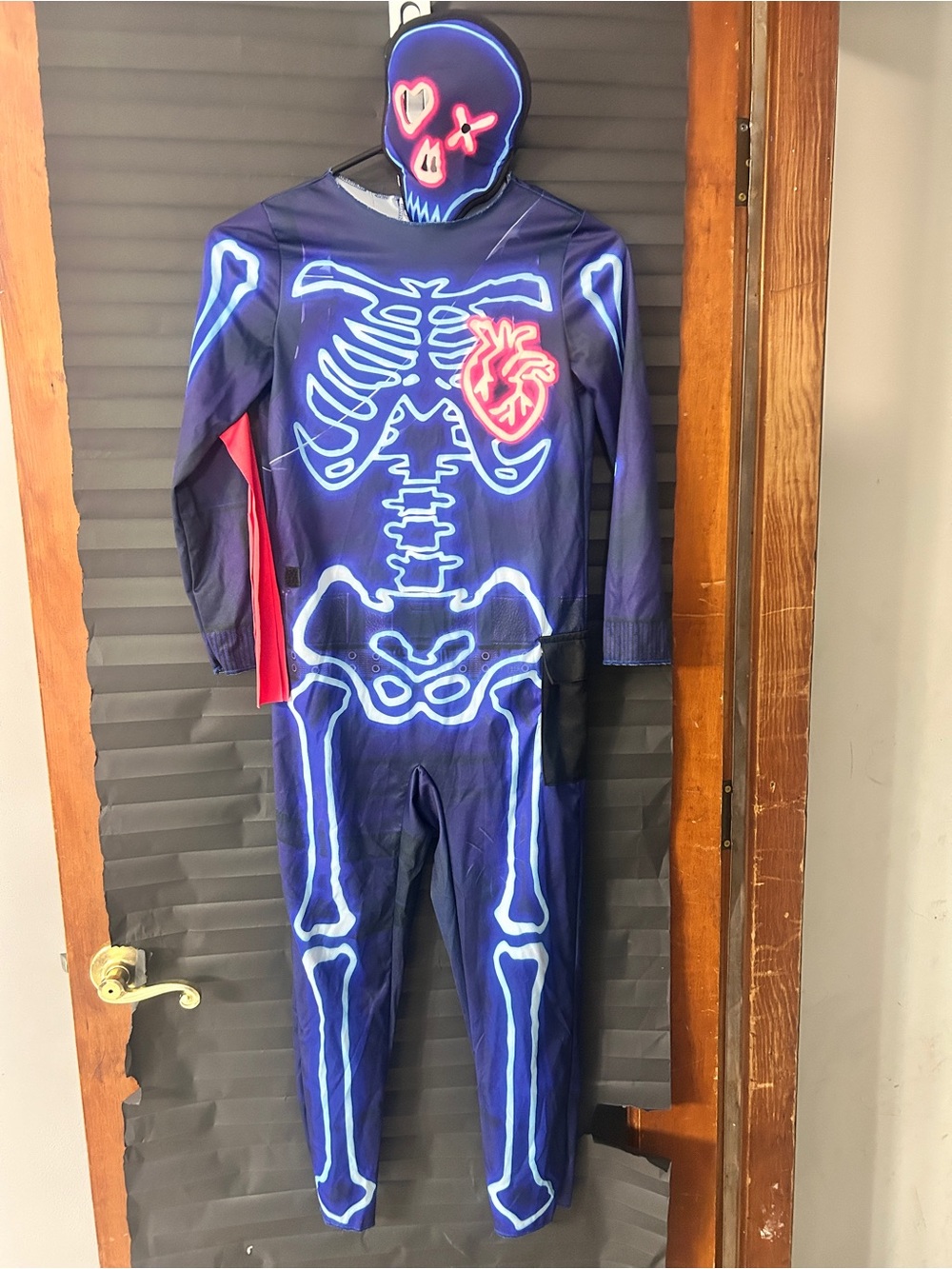 Fortnite Kids Neon Skeleton Costume - Blue with Red Heart